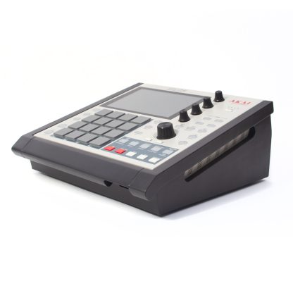 Black MPC One angled stand with Retro edition sampler sequencer.