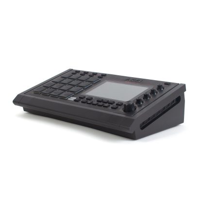 Main image of akai mpc live released in 2020 black with ergonomic desk stand.