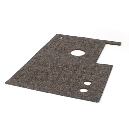 Angled shot of grey industrial felt dust cover for mpc 2000xl.