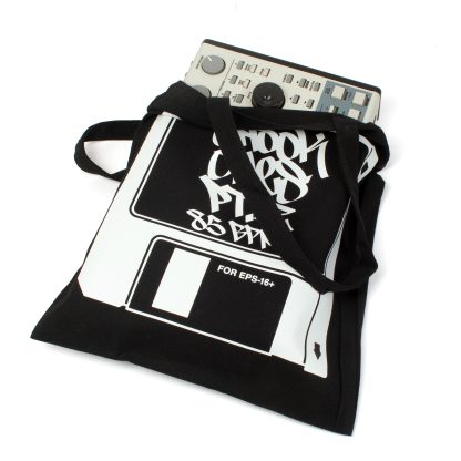 crate digging tote bag record bag with graffiti design with mpc 1000